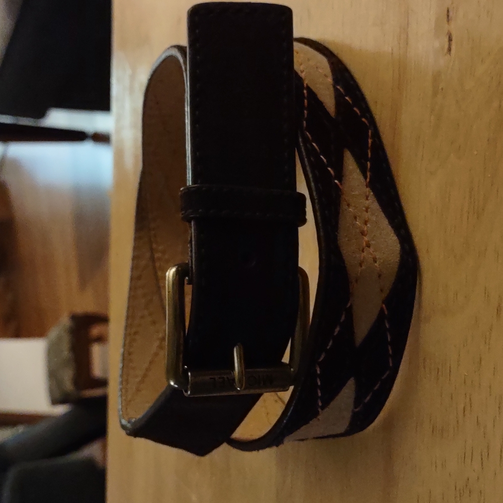 Michael Kors Argyle Leather Belt Medium